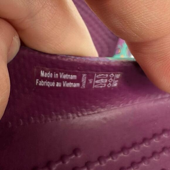 Crocs Kadee Floral Purple and Blue Slip On Rubber Ballet Flat Womens Size 6 - Picture 11 of 12